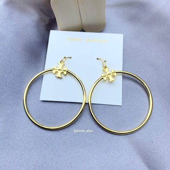 Tory Burch Jewelry - Tory Burch Stacked-T Gold Hoop Earrings (Brand New)